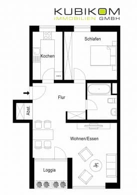 Solide vermietete Kapitalanlage im Herzen von Solingen-Ohligs: Zwei-Zimmer-Wohnung mit Balkon., 42697 Solingen, Etagenwohnung