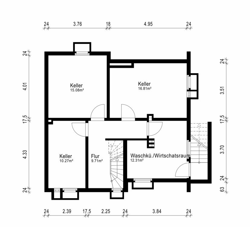 Kellergeschoss - ERBPACHT! Solingen-Gräfrath. Viel Potenzial. Charmantes Einfamilienhaus mit Rundum Grün.