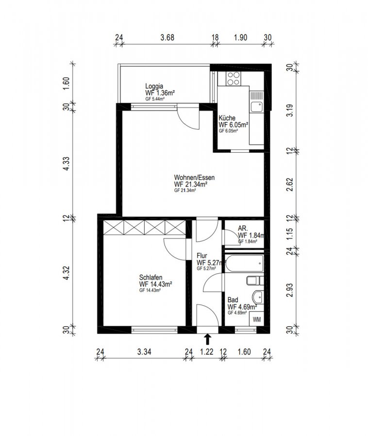 Erdgeschoß - Hilden. Barrierearm. Schöne Zwei-Zimmer-Wohnung mit Garten.
