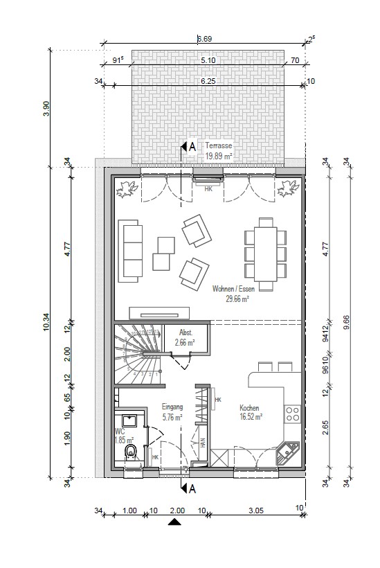 Erdgeschoss - Nachhaltig. Zeitlos. Komfortabel – Ihr neues Zuhause im modernen Reihenhausensemble.
