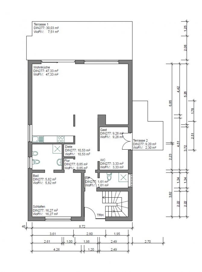 Erdgeschoss Varinate 1 - Die Alternative: Kernsanierte Erdgeschosswohnung mit Haus-im-Haus-Gefühl inkl. Garage und Garten.