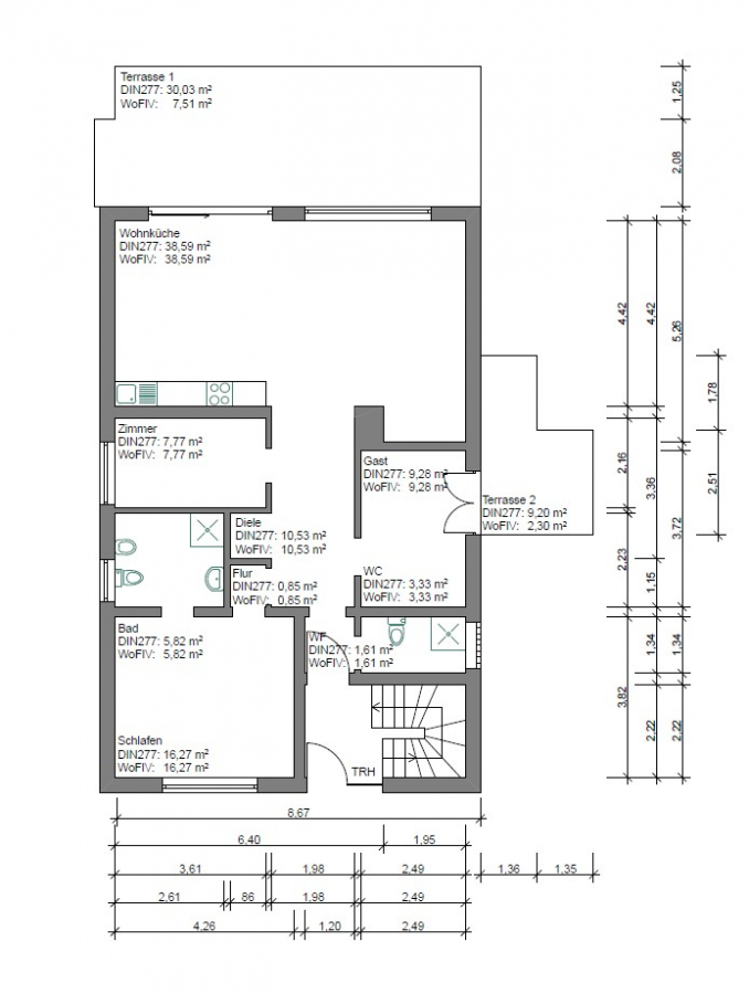 Erdgeschoss Variante 2 - Die Alternative: Kernsanierte Erdgeschosswohnung mit Haus-im-Haus-Gefühl inkl. Garage und Garten.