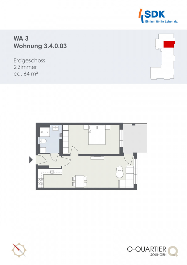 Grundriss_WA3_3.4.0.03 - Wohnen im O-Quartier. 2-Zimmer-Wohnung mit ca. 62 m².