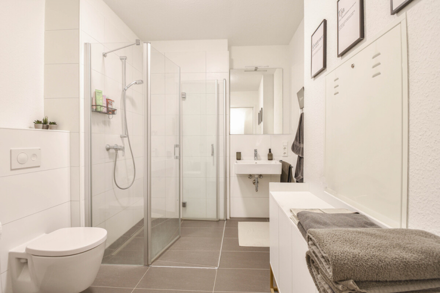 Badezimmer - Wohnen im O-Quartier. 2-Zimmer-Wohnung mit ca. 62 m².