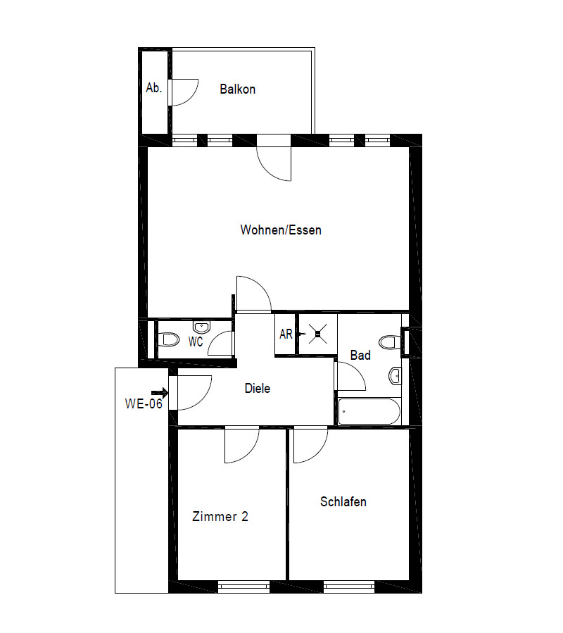Grundriss - Erstbezug: Moderne 3-Zimmer-Wohnung in ruhiger Innenstadtlage