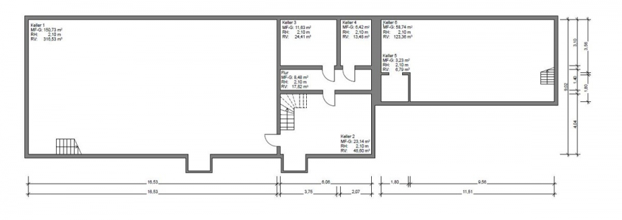 Kellergeschoss - Attraktive Gewerbeeinheit mit großzügiger Lagerfläche, Hochregallager und integrierten Büroflächen.