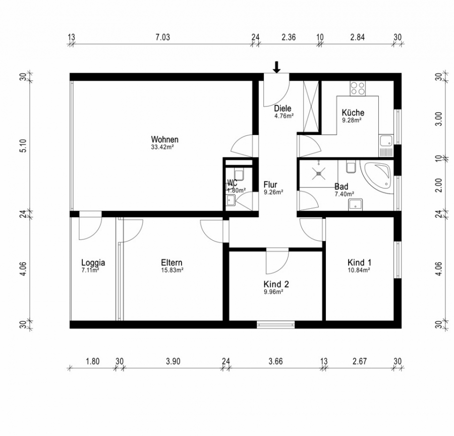 Grundriss - Wohnen mit Anspruch – stilvolle Eigentumswohnung in gepflegtem Eigentümerhaus.