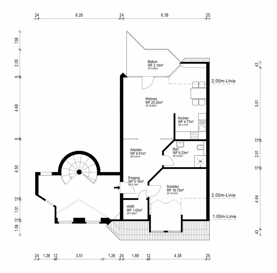 Grundriss - Eigennutzer aufgepasst! Lichtdurchflutete DG-Wohnung mit geschütztem Balkon in Viersen-Dülken.