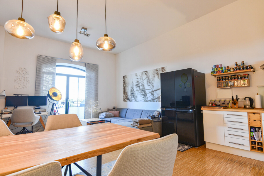 Wohnen/Kochen - Grube Carl. Industrieller Charakter trifft auf moderne Großzügigkeit. 3-Zimmer-Loftwohnung.