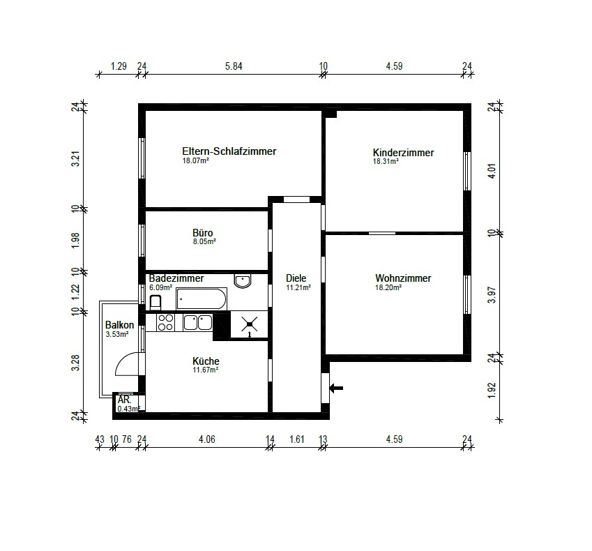 Grundriss - Gohlis. Vier-Zimmer-Wohnung. Erstbezug nach Modernisierung.