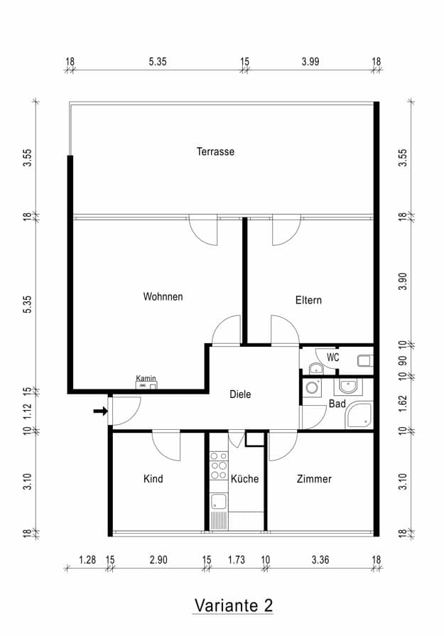 Variant 2 - Dachterrassenwohnung mit Potenzial. Sanierungsbedürftig. 3–4 Zimmer auf ca. 91 m² mit TG-Stellplatz.