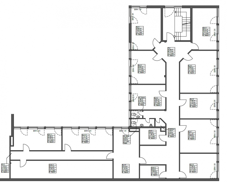 Grundriss 1. OG_EF2 - Ihr neues Büro mit 370m² im Düsseldorfer Süden! Perfekt gelegen, individuell gestaltbar, im 1.OG.