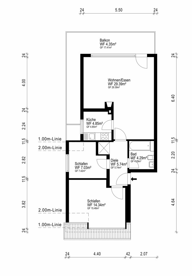 Grundriss - Attraktive Dachgeschosswohnung mit Balkon, Garage und vielseitigem Potenzial